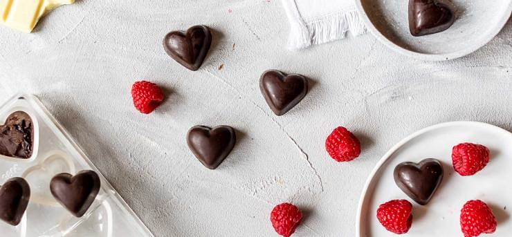 Heart-shaped chocolate with pink filling