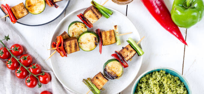Spicy tofu skewers